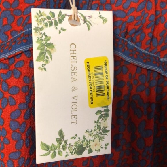 CHELSEA & VIOLET gorgeous bright red and blue printed maxi dress. Size Med - Picture 4 of 12